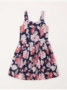 Abercrombie & Fitch navy floral drop-waist poplin dress size 7/8